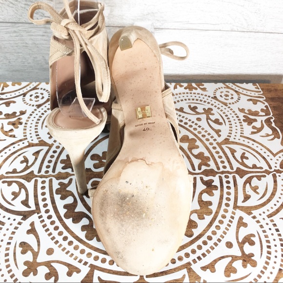 Hugo Boss Suede Ankle Wrap Open Toe Heels - Picture 6 of 6